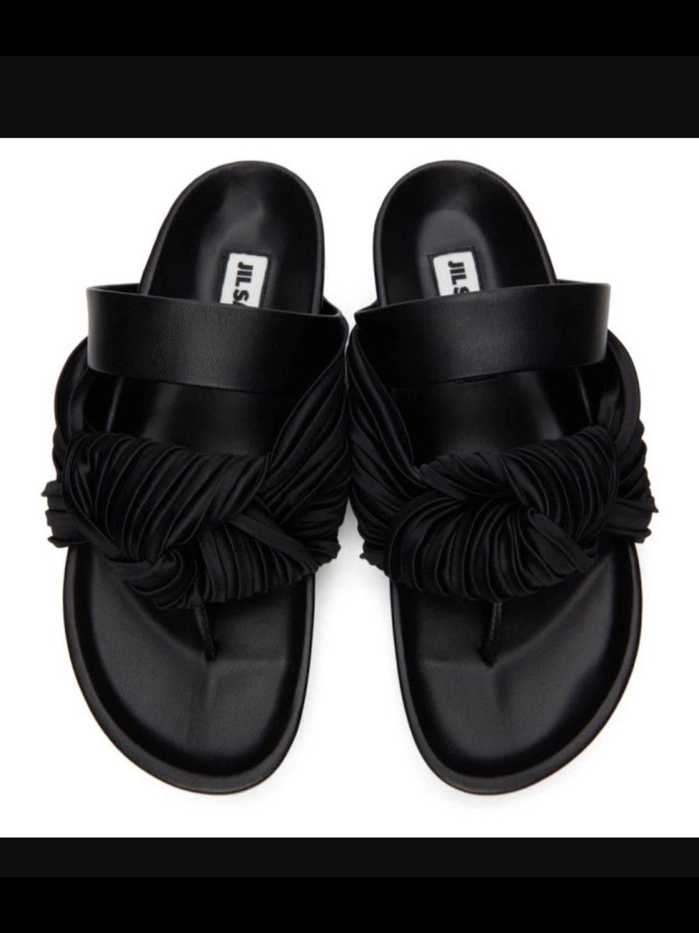 Jil Sander Black Pleats and Knot Flat Sandal Shoe  Sz 5 US